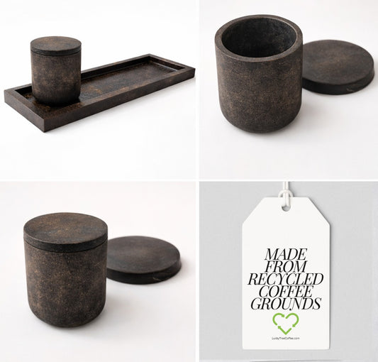 Recycled Coffee Grounds Tray & Sugar Dish Set